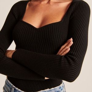 Long sleeve sweetheart sweater bodysuit